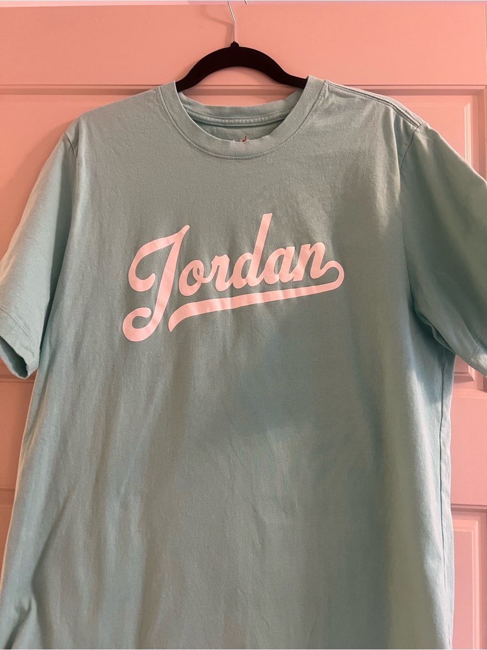 Jordan Mint Green Tee with Red Jumpman and White Script